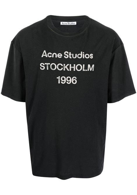 t-shirt logo relaxed fit unisex nero sbiadito ACNE STUDIOS | CL0196BM0